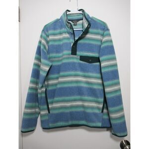 Eddie Bauer Men's Blue & Green Chutes Snap Mock Neck Microfleece Pullover Size M